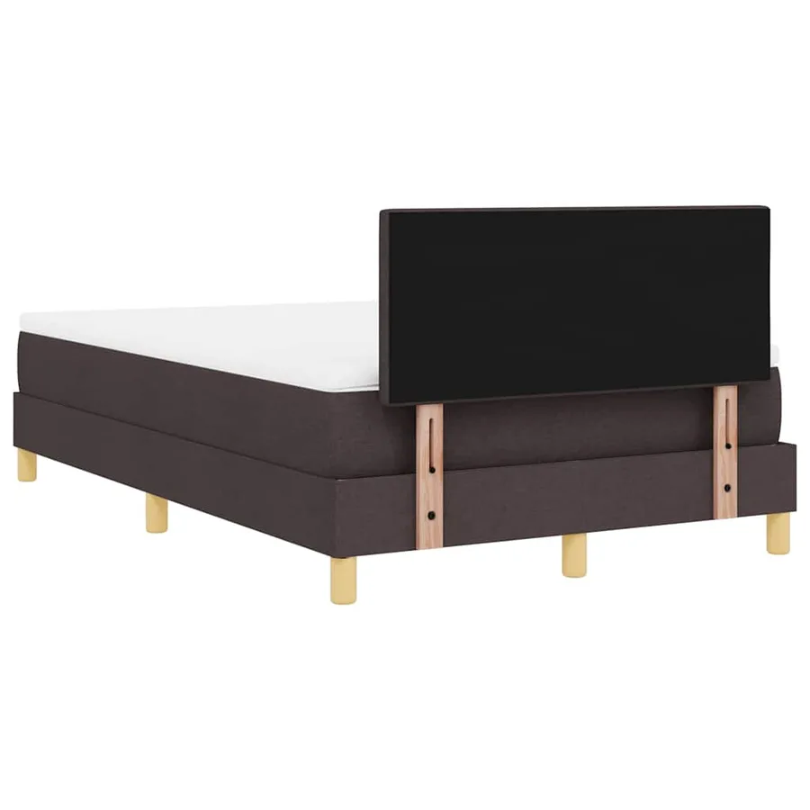Lit à ressort LED Marron foncé 120 x 190 cm tissu - 10