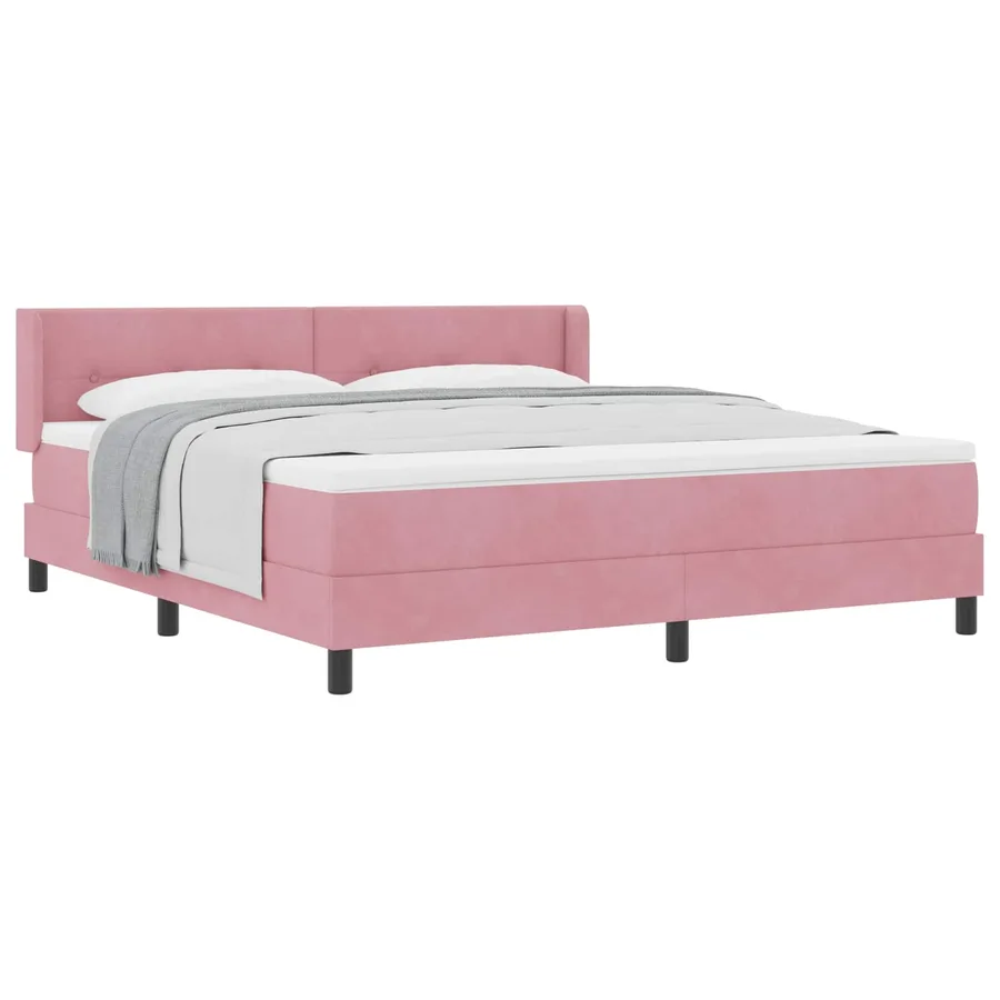 Lit à ressorts avec tête de lit Rose 200 x 180 cm Velours - 2