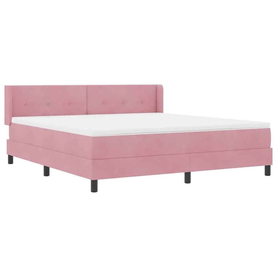 Lit à ressorts avec tête de lit Rose 200 x 180 cm Velours - 6