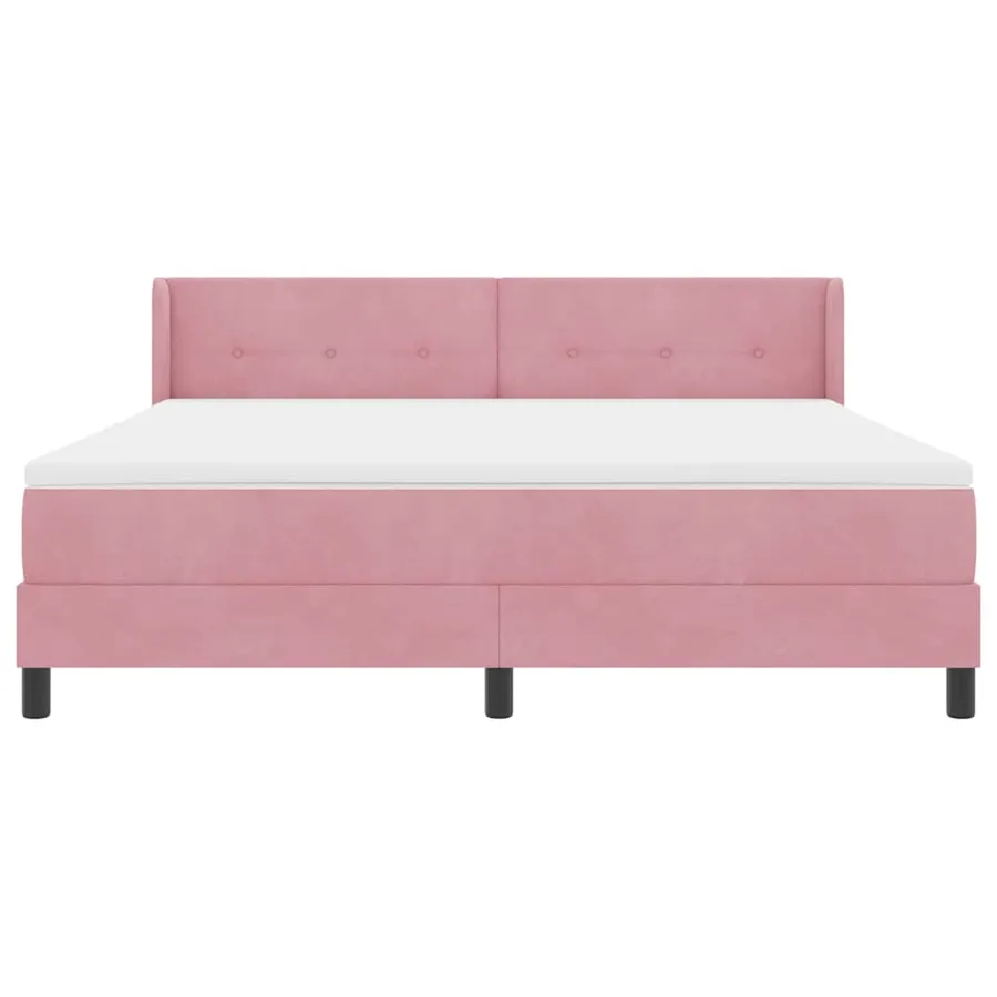 Lit à ressorts avec tête de lit Rose 200 x 180 cm Velours - 7