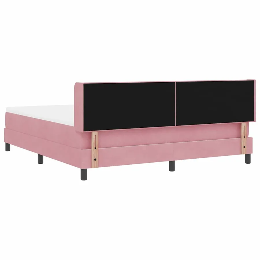 Lit à ressorts avec tête de lit Rose 200 x 180 cm Velours - 9