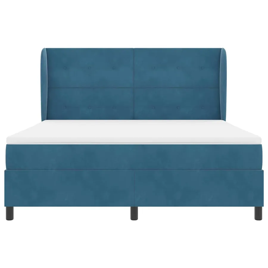 Lit à ressorts avec tête de lit Bleu foncé 200 x 180 cm Velours - 7