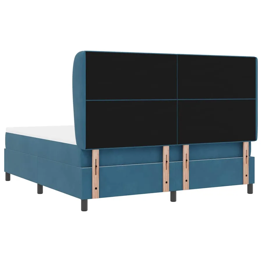 Lit à ressorts avec tête de lit Bleu foncé 200 x 180 cm Velours - 9