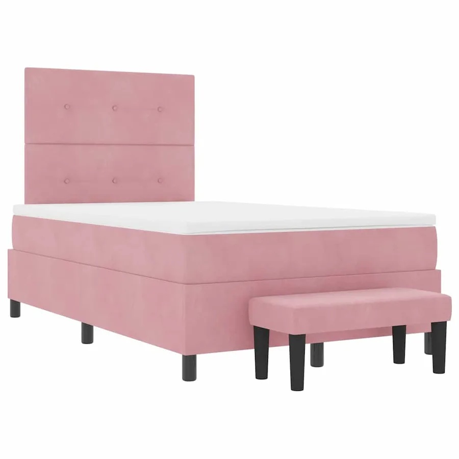 Lit à ressorts avec tête de lit Rose 190 x 120 cm Velours - 7