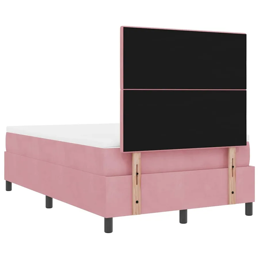 Lit à ressorts avec tête de lit Rose 120 x 190 cm Velours - 9