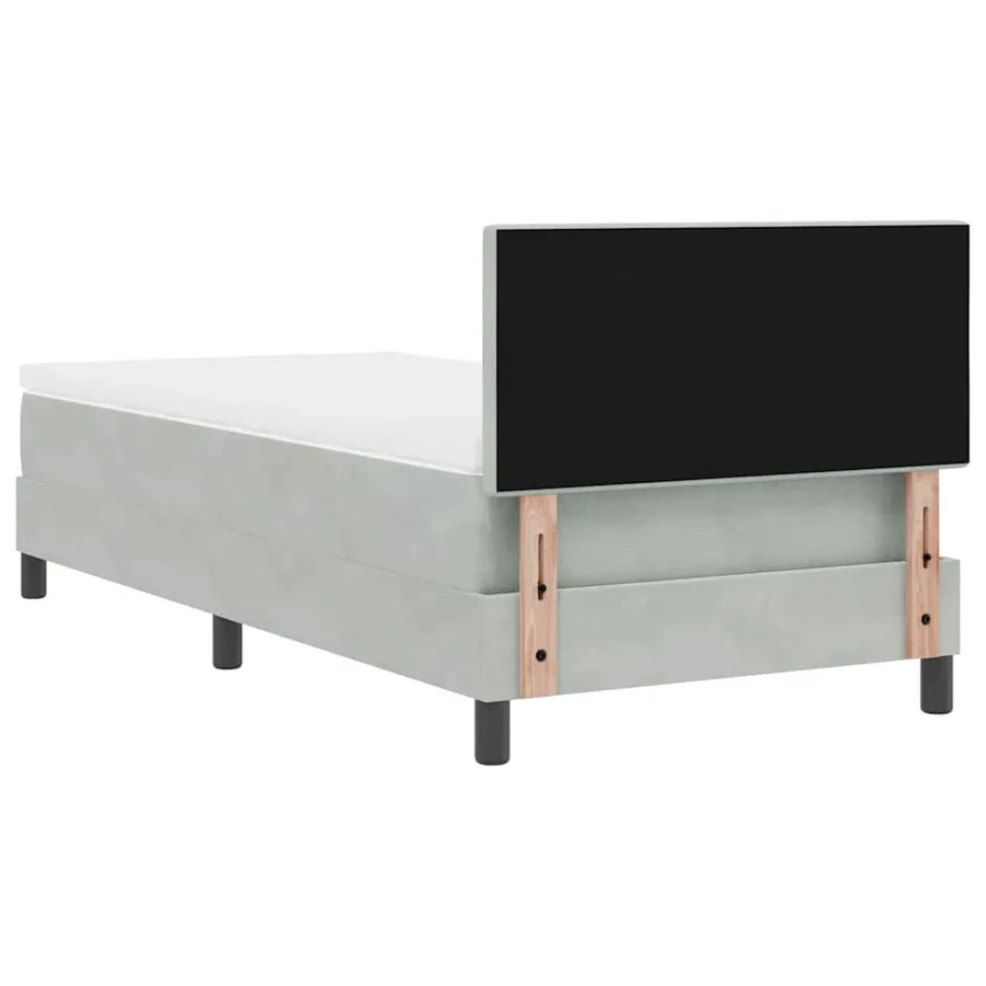 Lit à ressort LED Gris clair 100 x 200 cm Velours - 10
