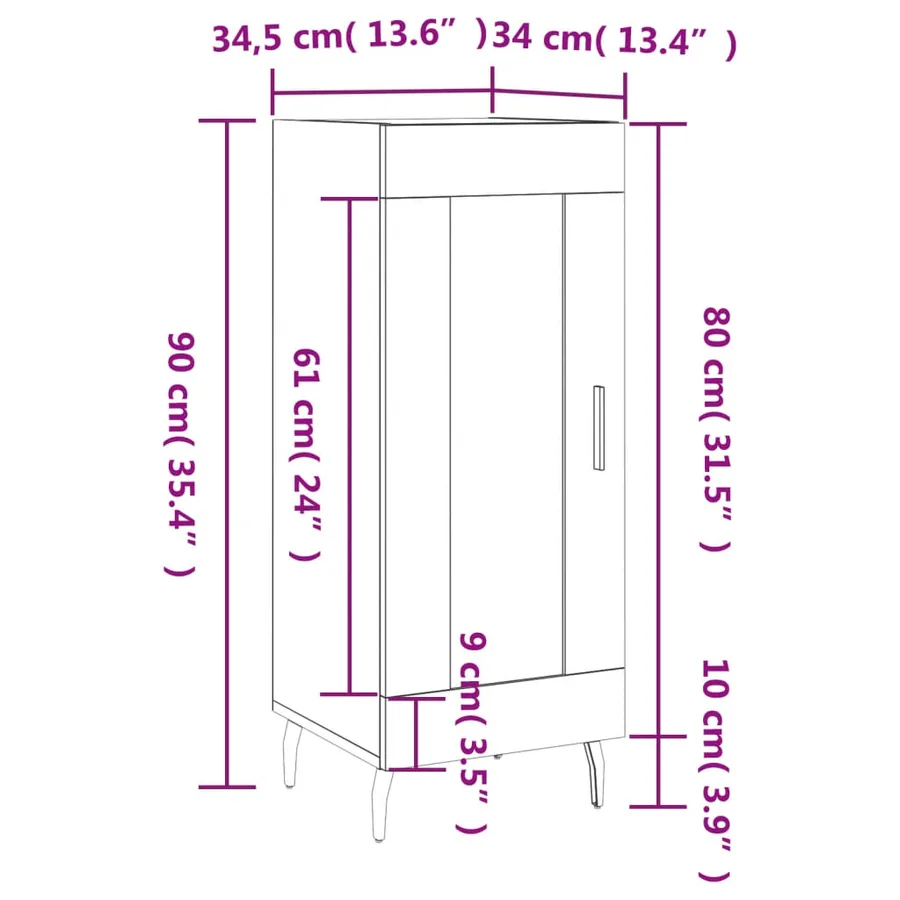 Buffet Blanc brillant 34,5x34x90 cm Bois d'ingénierie - 13
