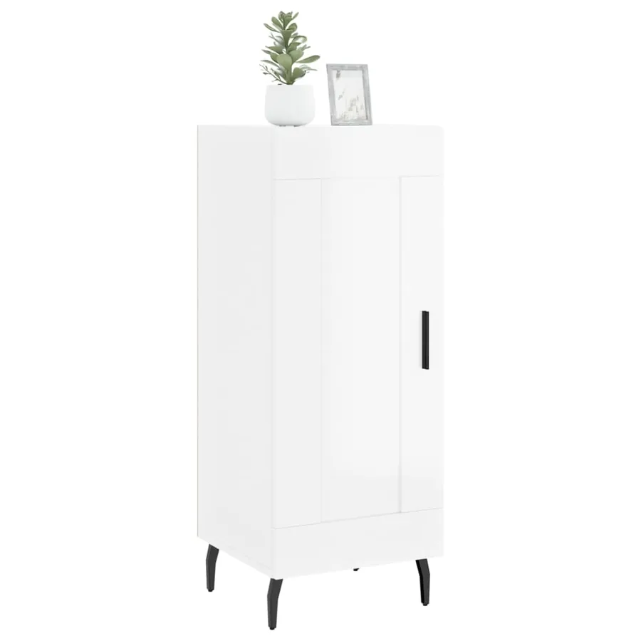 Buffet Blanc brillant 34,5x34x90 cm Bois d'ingénierie - 3