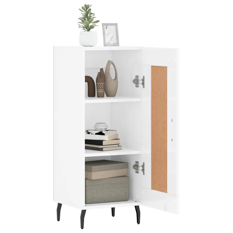 Buffet Blanc brillant 34,5x34x90 cm Bois d'ingénierie - 4