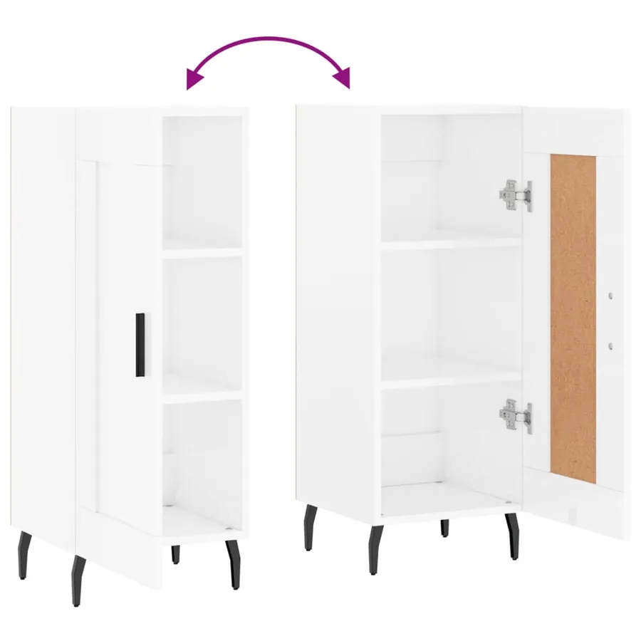 Buffet Blanc brillant 34,5x34x90 cm Bois d'ingénierie - 9