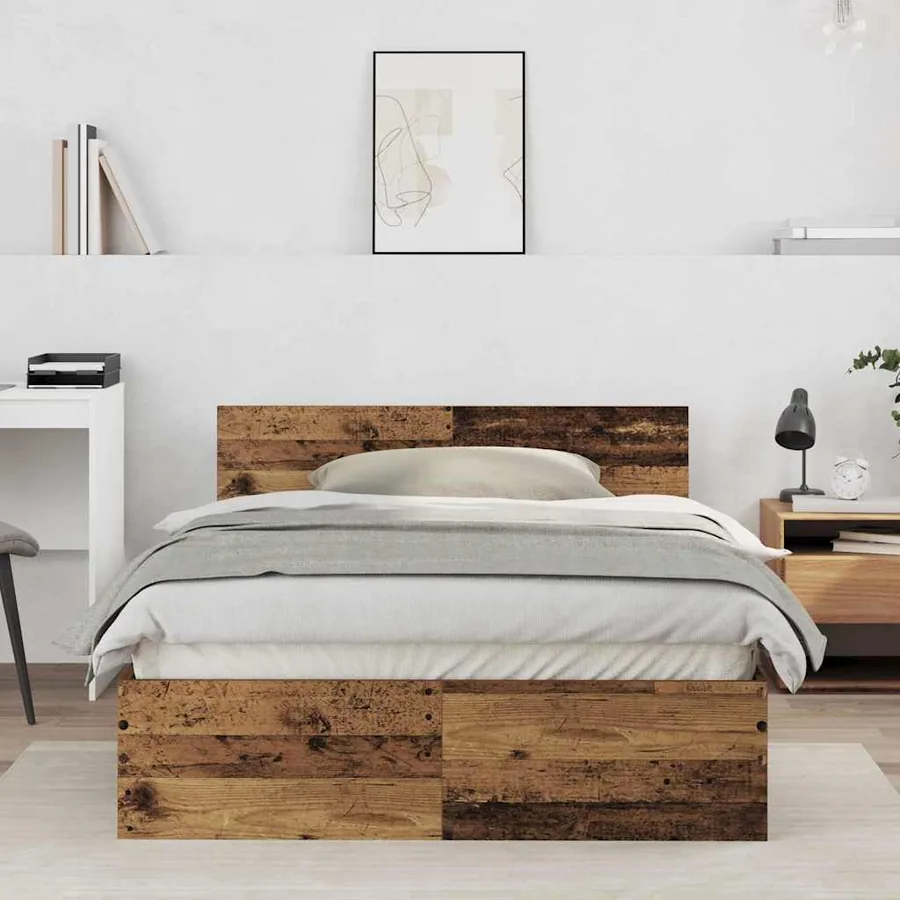 Cadre de lit Bois ancien 193 x 125 x 70 cm Bois d'ingénierie
