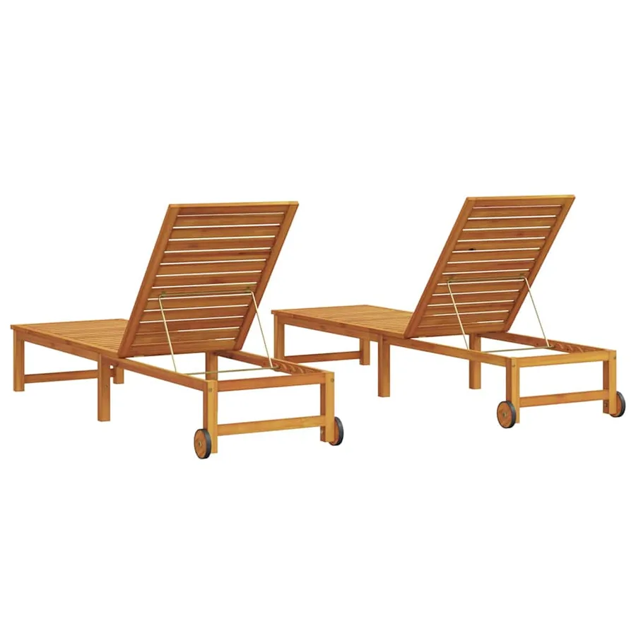 Transat 2 pcs Marron 202 x 53 x 89 cm Bois d'Acacia Massif - 5
