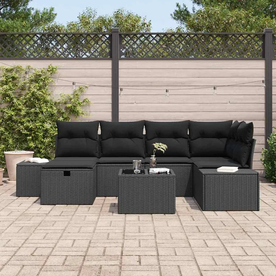 Ensemble de Canapés avec coussin 6 pcs polyrotin - 3