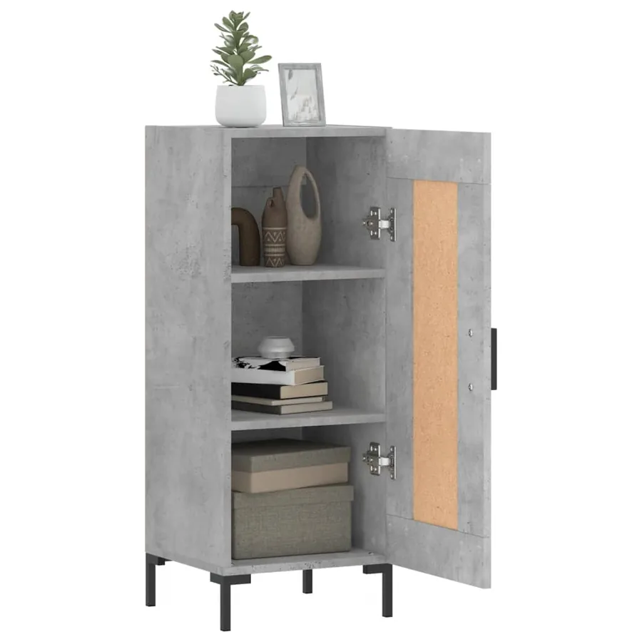 Buffet Gris béton 34,5x34x90 cm Bois d'ingénierie - 4