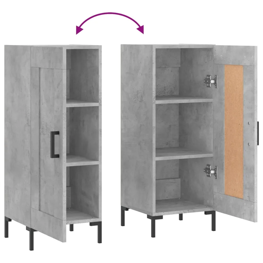 Buffet Gris béton 34,5x34x90 cm Bois d'ingénierie - 9