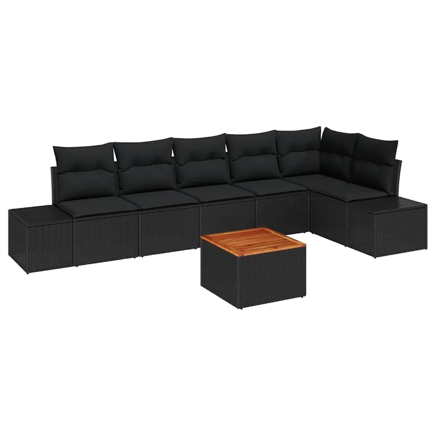 Ensemble de canapé de jardin avec stockage 7 pcs Noir polyrotin - 2