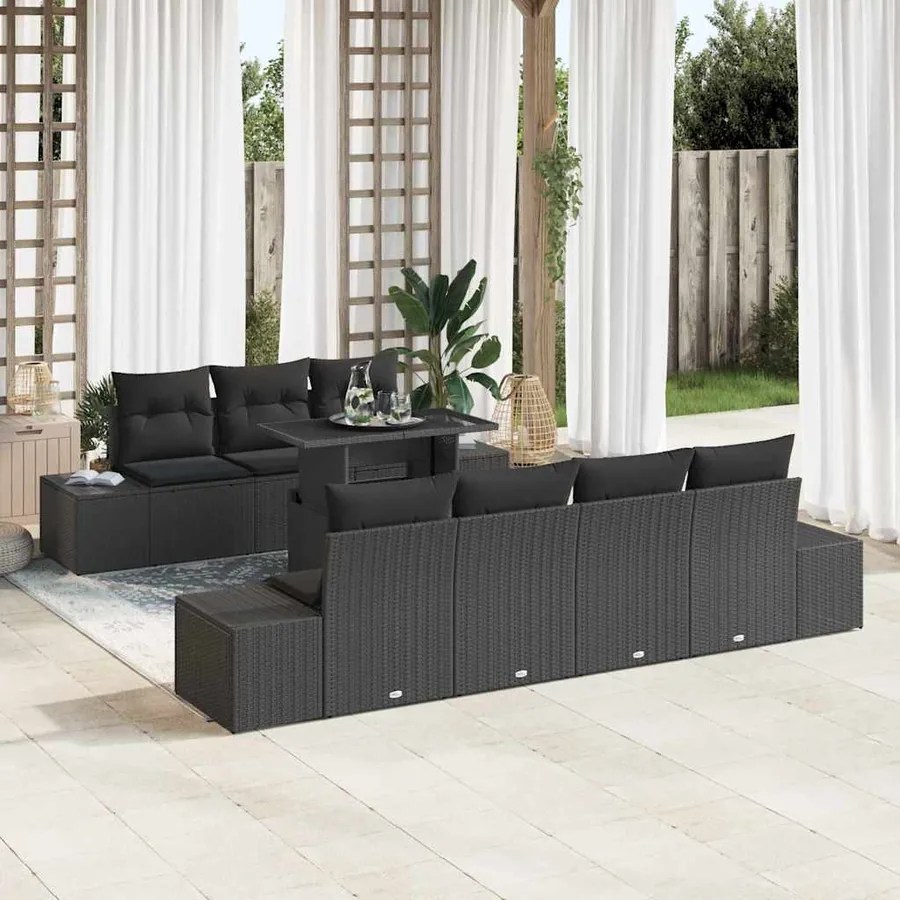 Ensemble de canapé de jardin avec coussin 8 pcs Noir