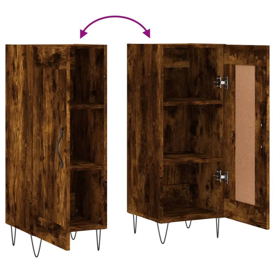 Buffet Chêne fumé 34,5x34x90 cm Bois d'ingénierie - 9