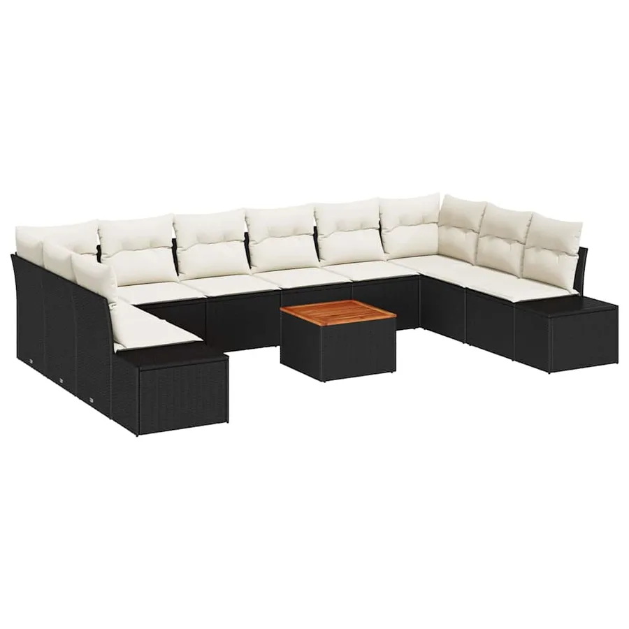 Ensemble de canapé de jardin avec stockage 11 pcs Noir et blanc - 2