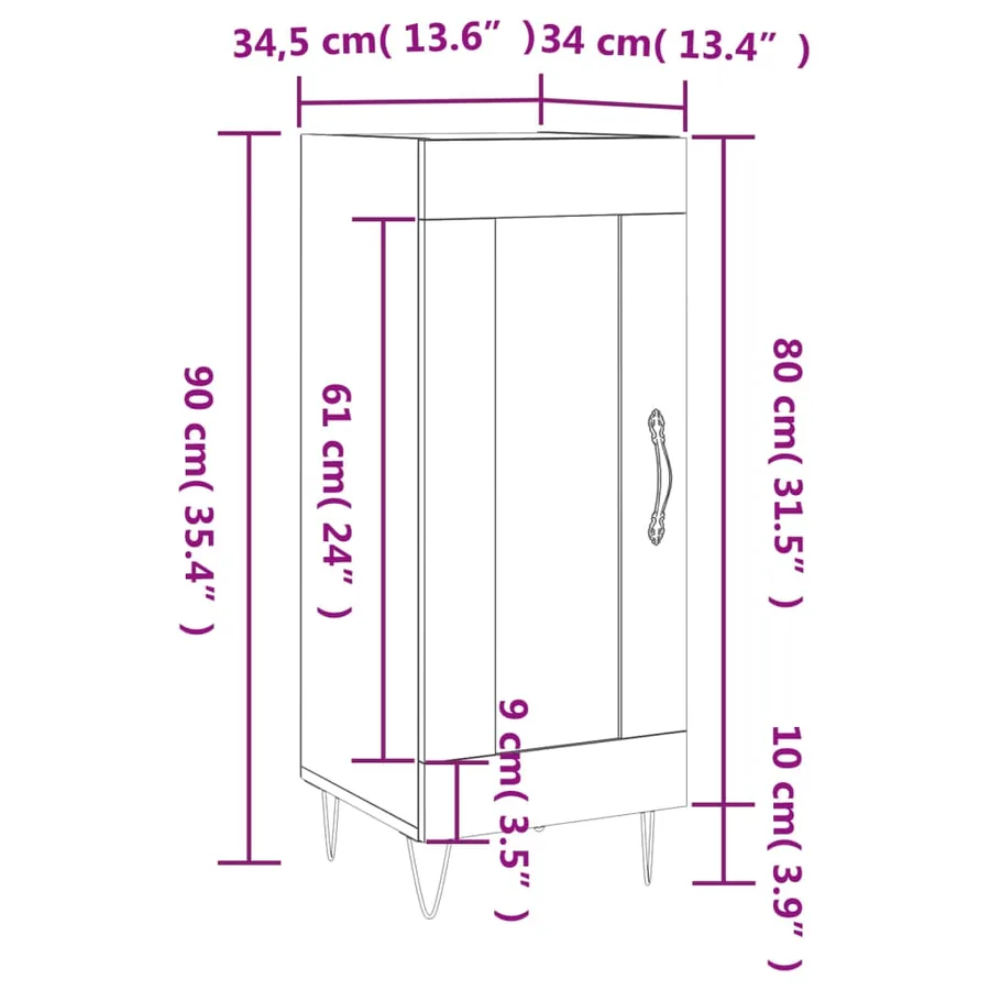 Buffet blanc 34,5x34x90 cm bois d'ingénierie - 13