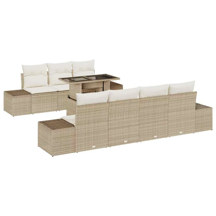 Ensemble de canapé de jardin avec coussin 8 pcs Beige et crème - 2