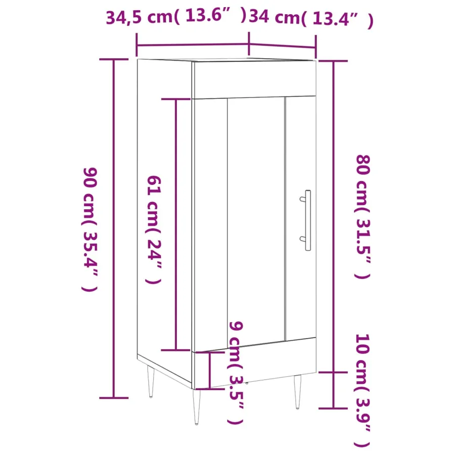 Buffet Sonoma gris 34,5x34x90 cm Bois d'ingénierie - 13