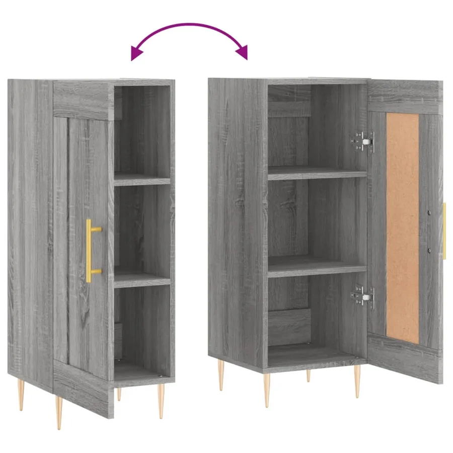 Buffet Sonoma gris 34,5x34x90 cm Bois d'ingénierie - 9