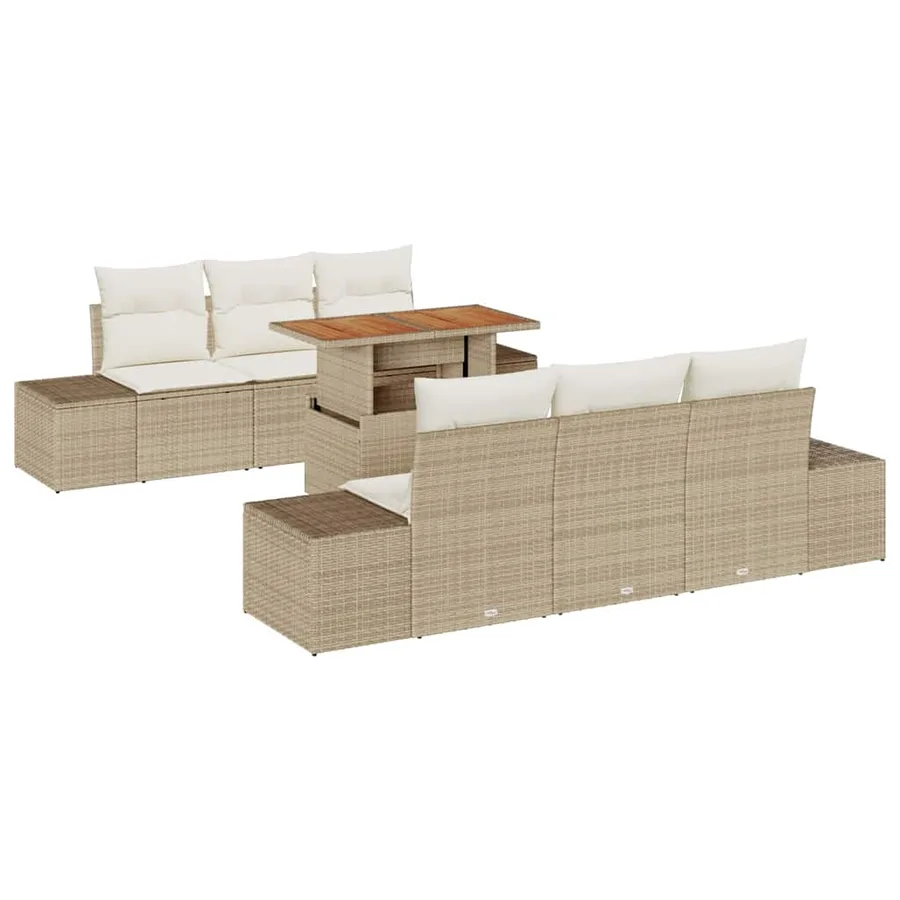 Ensemble de canapé de jardin 7 pcs Beige Poly rotin - 2