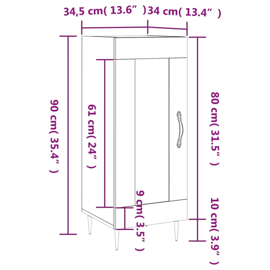 Buffet blanc 34,5x34x90 cm bois d'ingénierie - 13