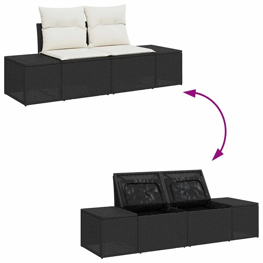 Ensemble de canapé de jardin 9 pcs Noir Poly rotin - 12