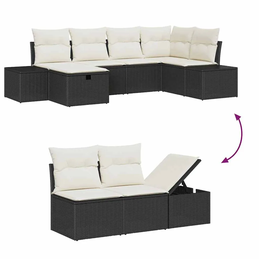 Ensemble de Canapés avec coussin 7 pcs polyrotin - 16