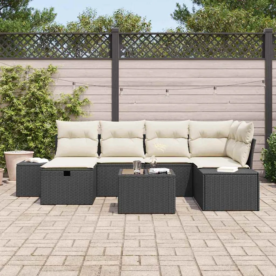 Ensemble de Canapés avec coussin 7 pcs polyrotin - 3