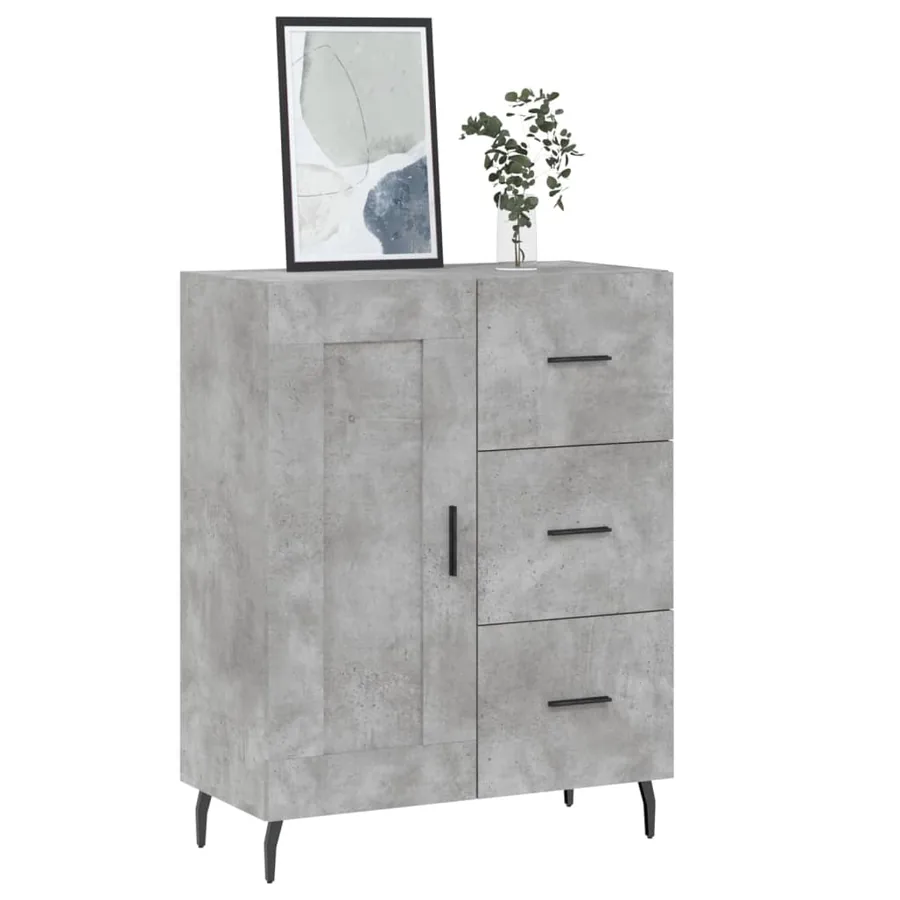 Buffet gris béton 69,5x34x90 cm bois d'ingénierie - 3