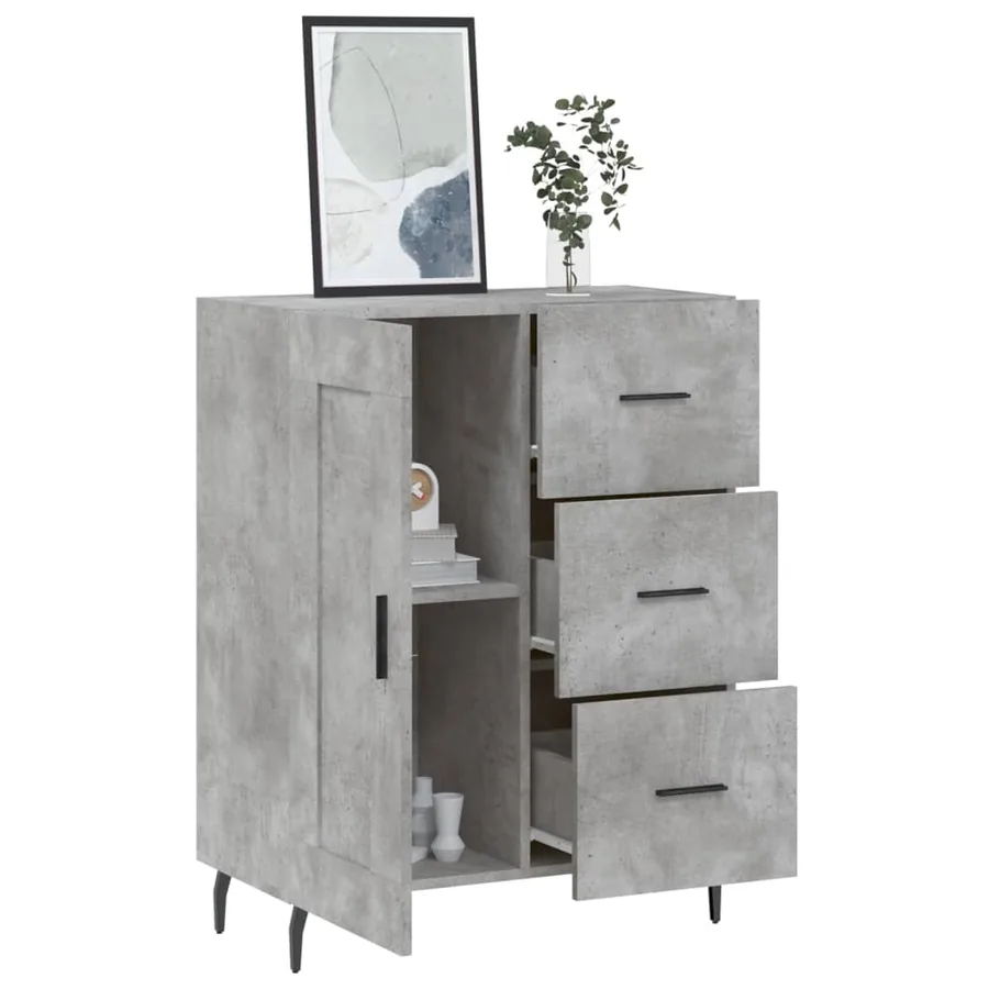 Buffet gris béton 69,5x34x90 cm bois d'ingénierie - 4