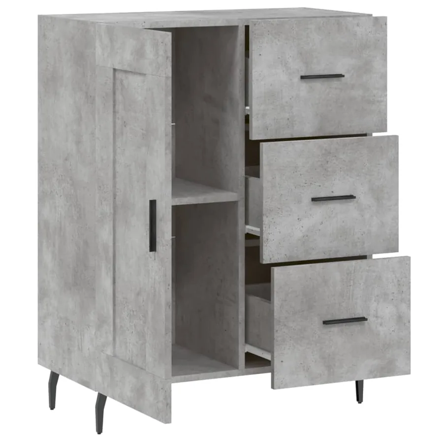 Buffet gris béton 69,5x34x90 cm bois d'ingénierie - 6