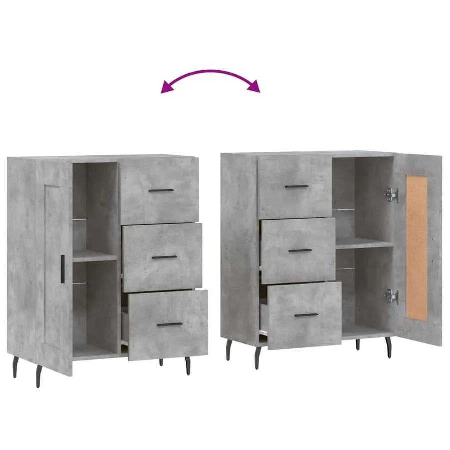 Buffet gris béton 69,5x34x90 cm bois d'ingénierie - 9