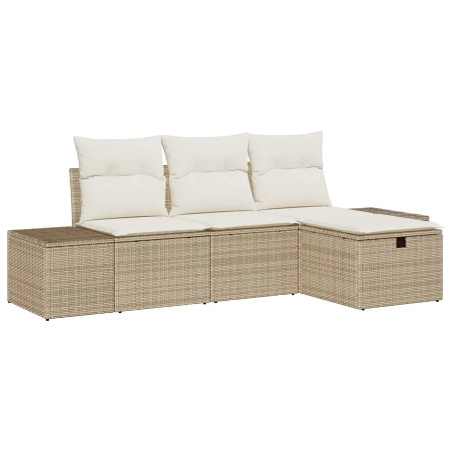 Ensemble de Canapés avec coussin 4 pcs polyrotin - 2