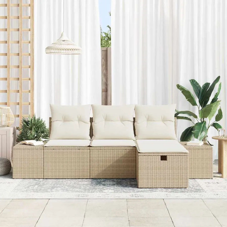 Ensemble de Canapés avec coussin 4 pcs polyrotin - 3