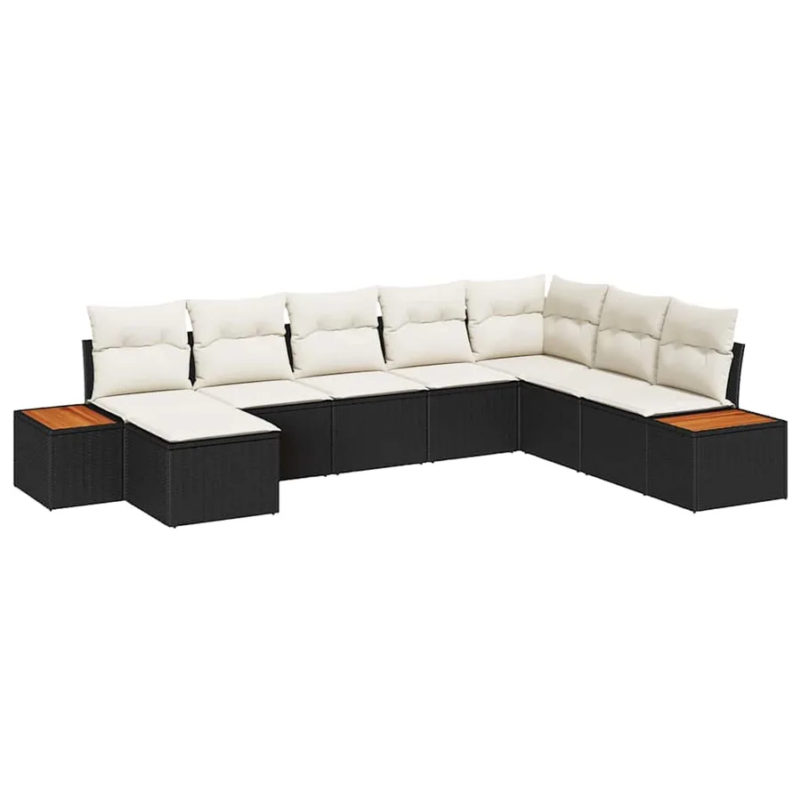 Ensemble de canapé de jardin avec coussin 8 pcs Noir Poly rotin - 2
