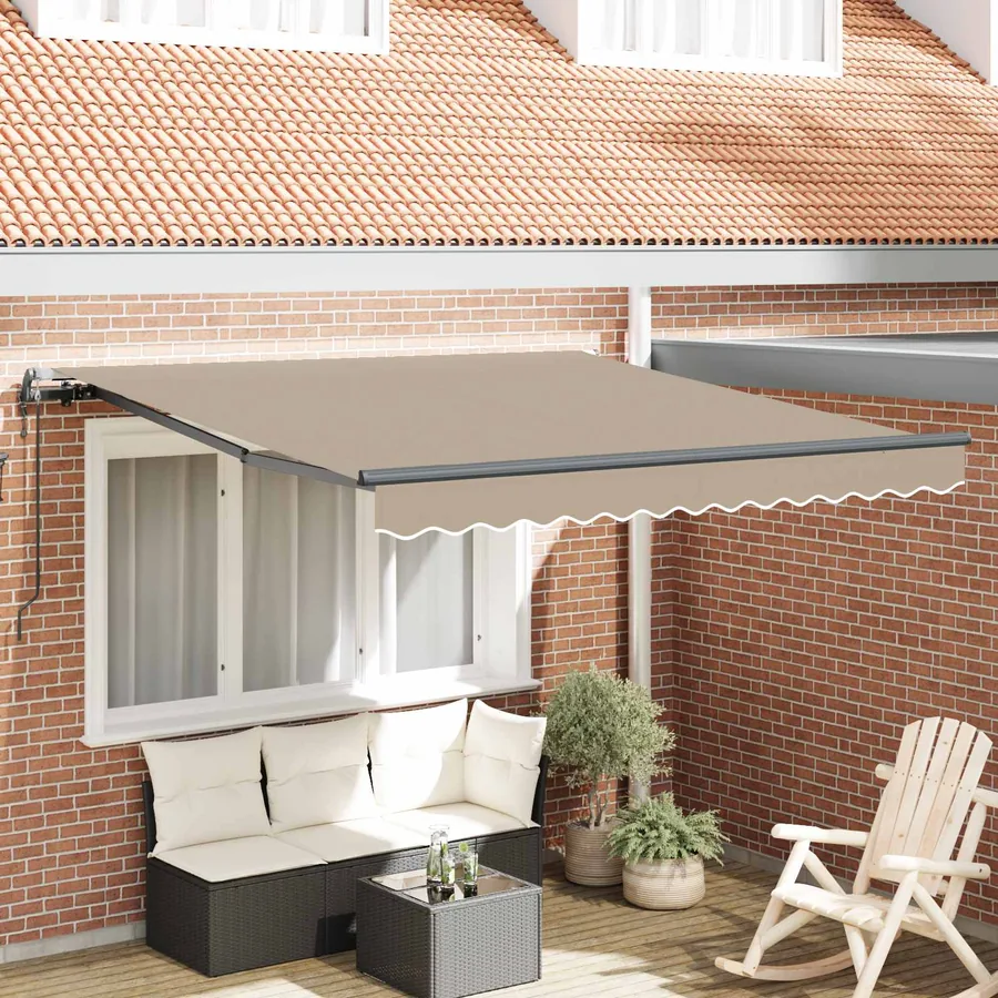Auvent rétractable Beige 350 x 250 cm Tissu et Aluminium