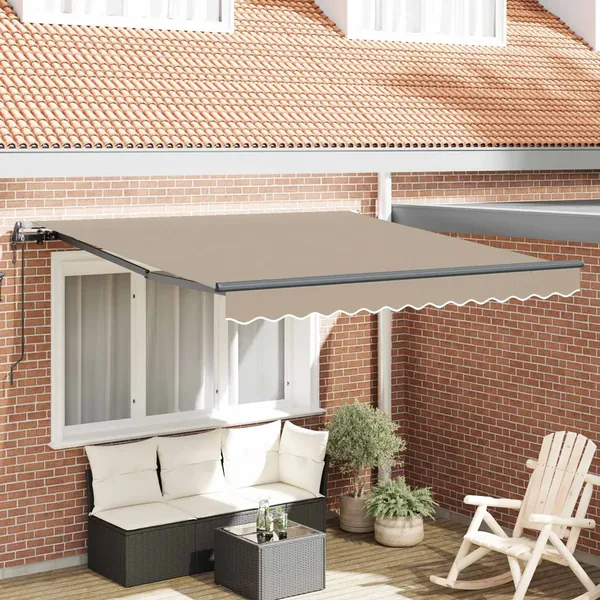 Auvent rétractable Beige 350 x 250 cm Tissu et Aluminium