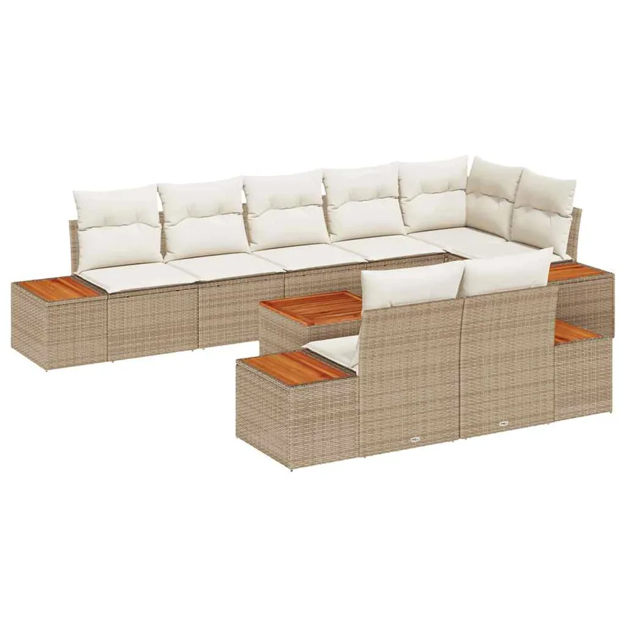Ensemble de canapé de jardin 9 pcs Beige Poly rotin - 2