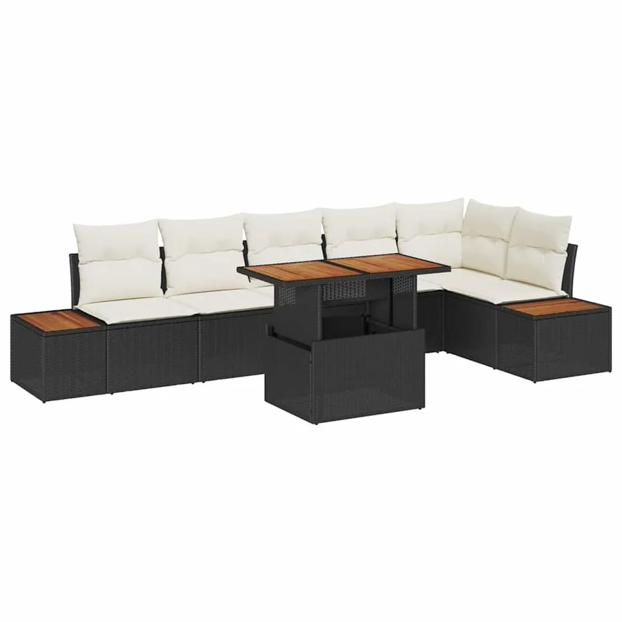 Ensemble de canapé de jardin 7 pc Noir et Beige - 2