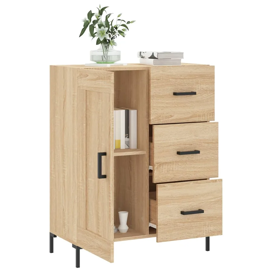 Buffet chêne sonoma 69,5x34x90 cm bois d'ingénierie - 4
