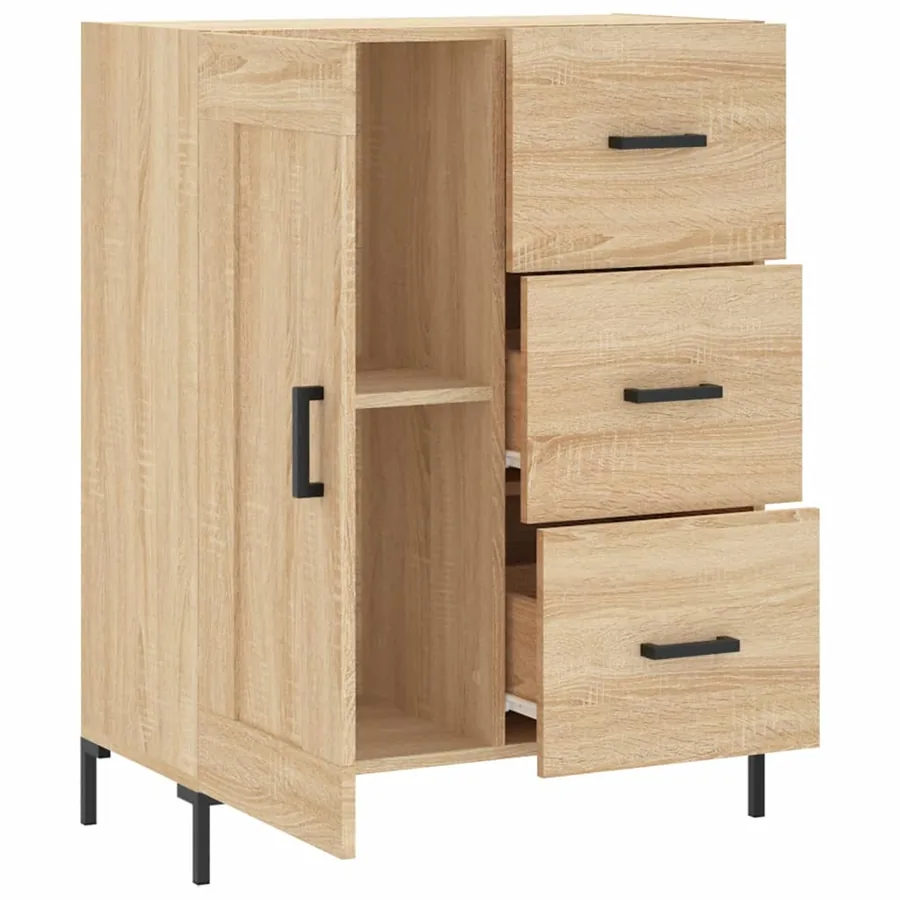 Buffet chêne sonoma 69,5x34x90 cm bois d'ingénierie - 6