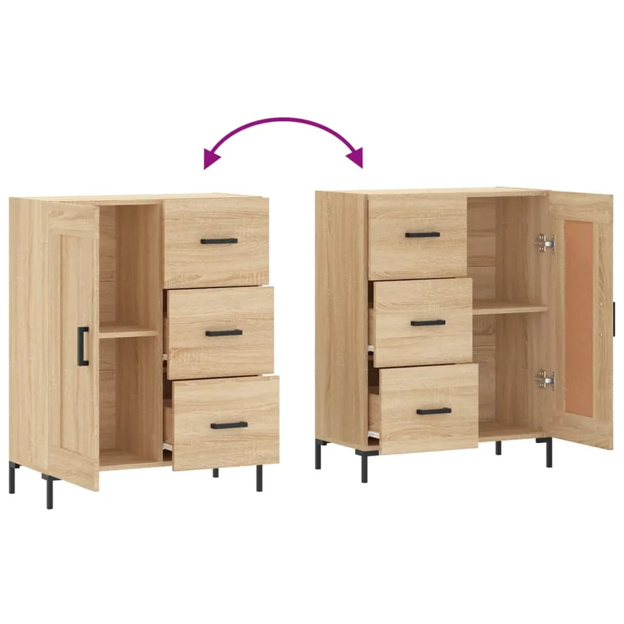 Buffet chêne sonoma 69,5x34x90 cm bois d'ingénierie - 9