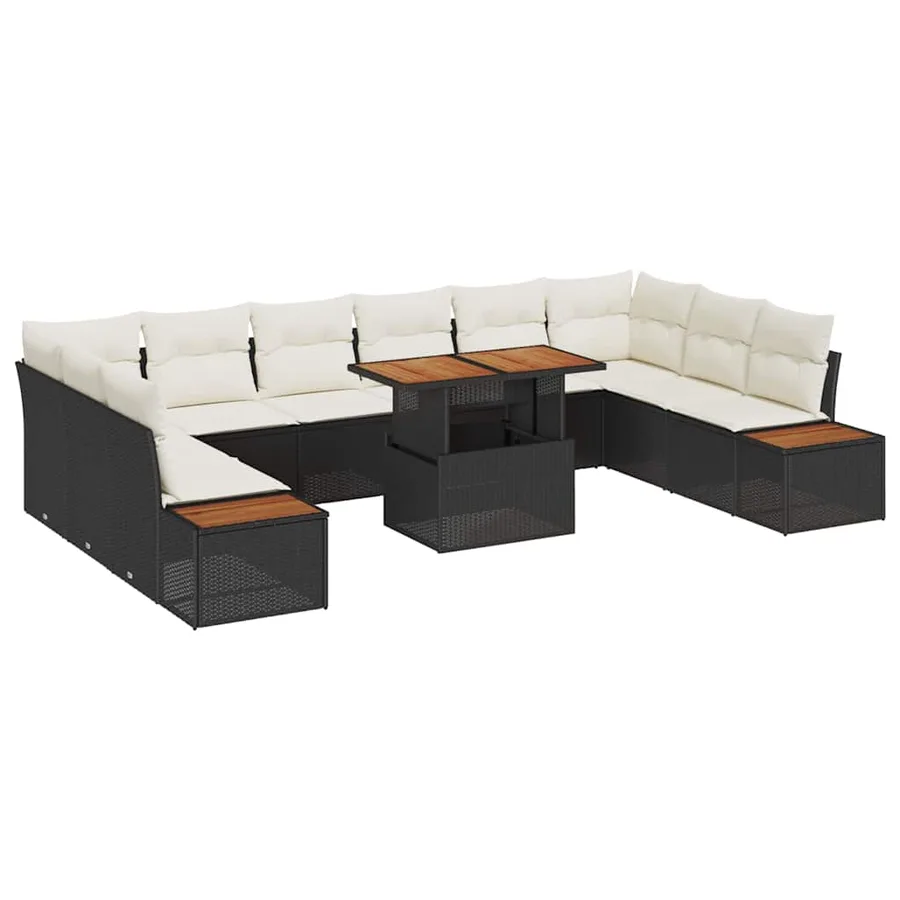 Ensemble de canapé de jardin 11 pc Noir et Beige - 2