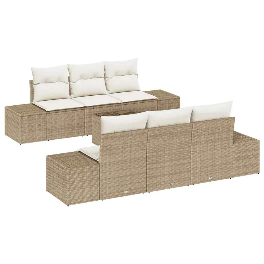 Ensemble de canapé de jardin 8 pcs Beige et crème polyrotin - 2