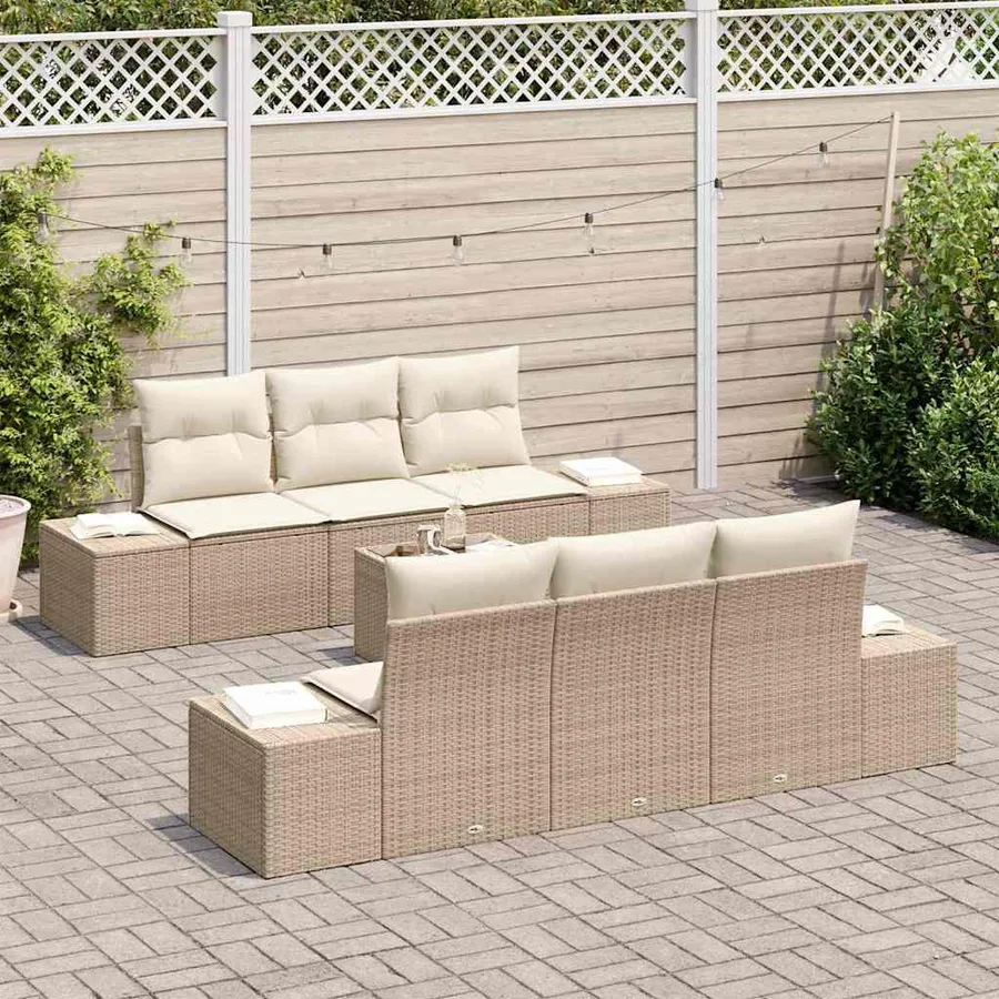 Ensemble de canapé de jardin 8 pcs Beige et crème polyrotin - 3