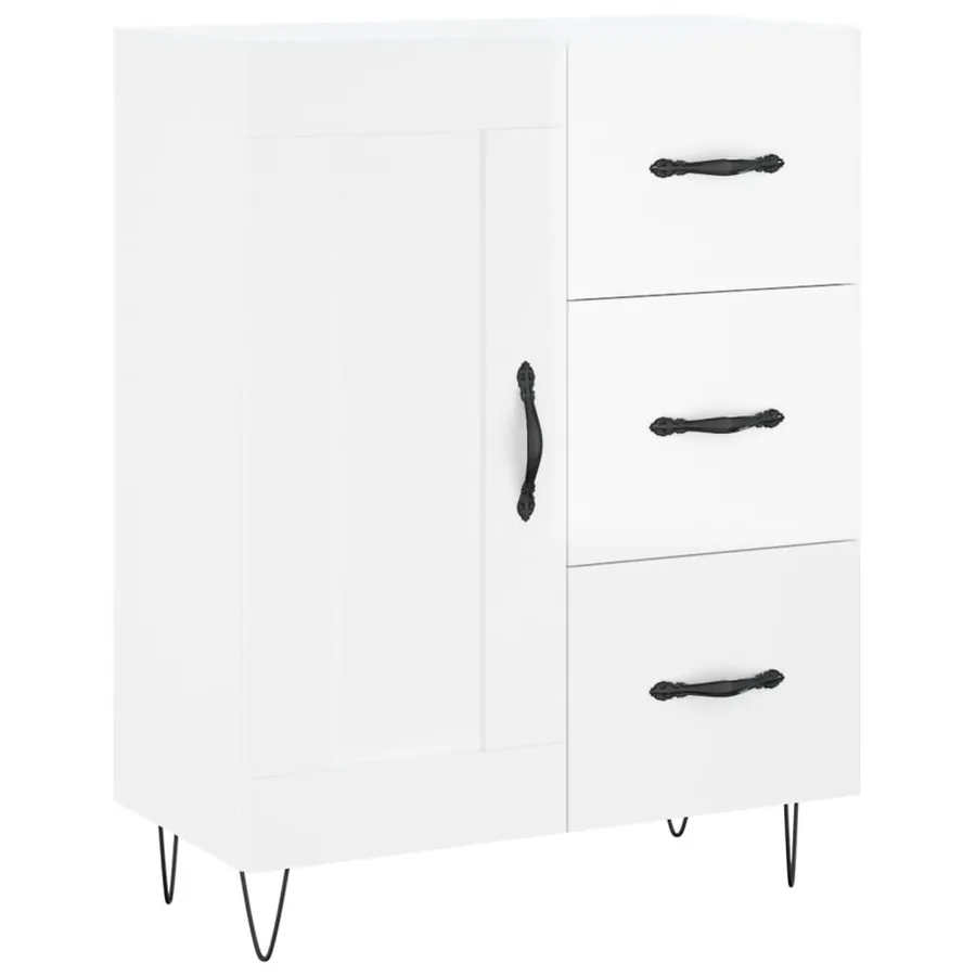 Buffet Blanc brillant 69,5x34x90 cm Bois d'ingénierie - 2